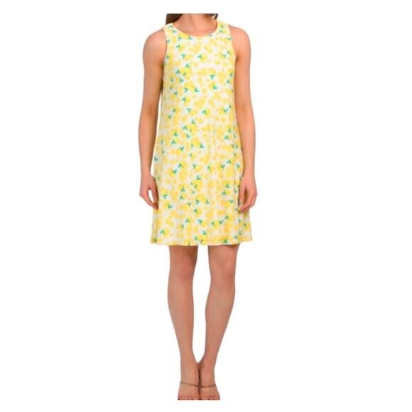 Pappagallo XL Dress Retro 60s Sheath Stretch Lemon Vacation Cruise Travel Casual - Picture 1 of 16